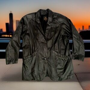 BYRNES & BAKER Unisex/Men's Leather Blazer Jacket, Men's Small, Excellent